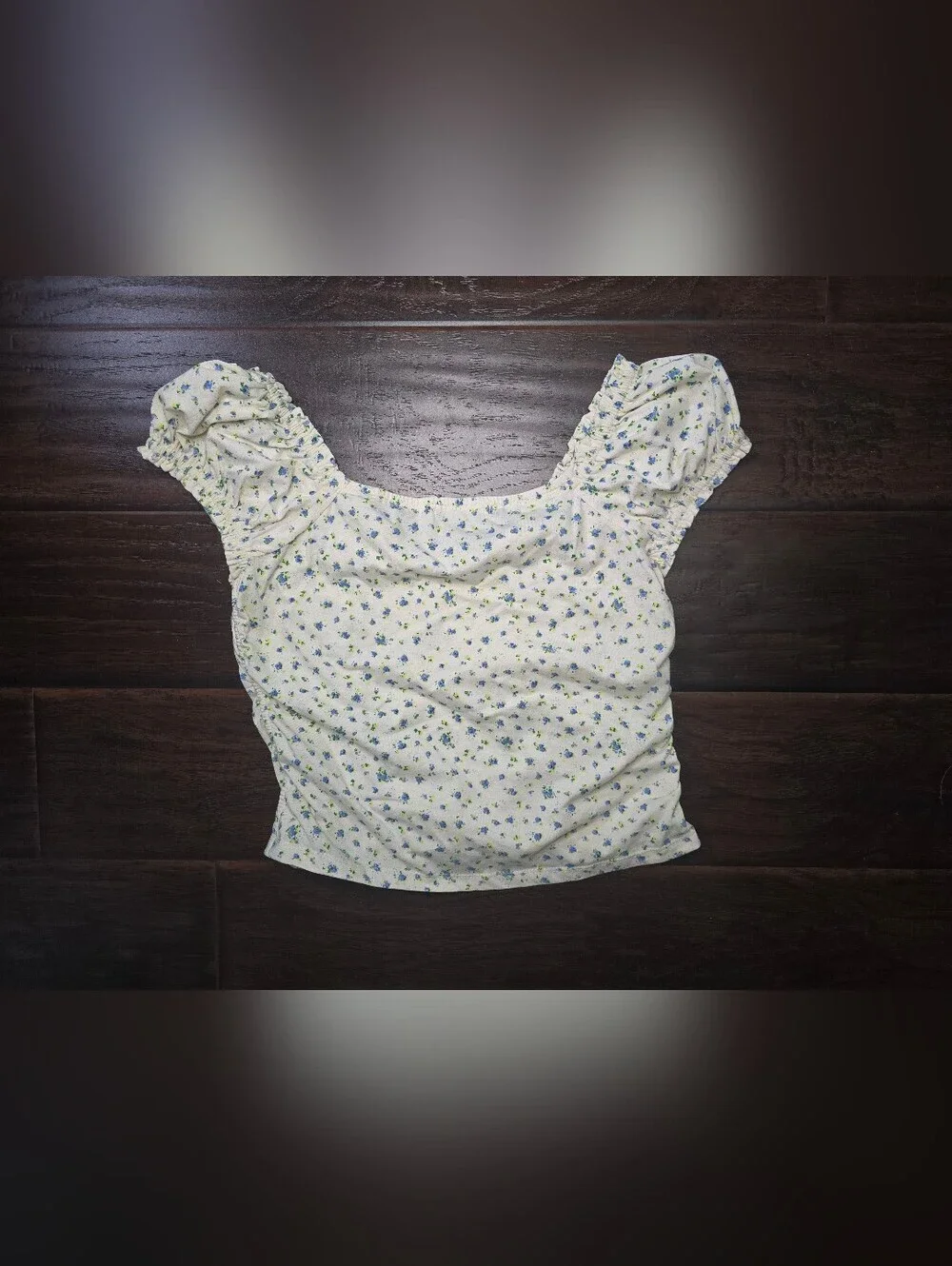 Vanilla Star Womens Floral Crop Top Short Blouse XL